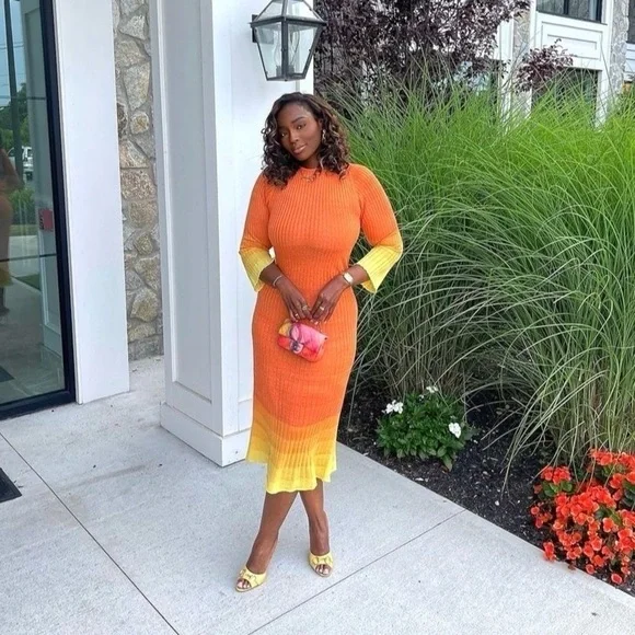 Women's Long Sleeve Open Back Maxi Dress - Future Collective Orange Ombre - Picture 12 of 14